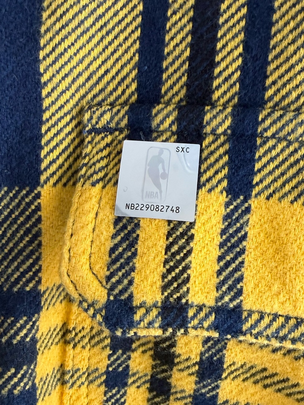 Men's NBA Denver Nuggets Hooded Plaid Button-Up Jacket - Yellow & Navy - Picture 6 of 9